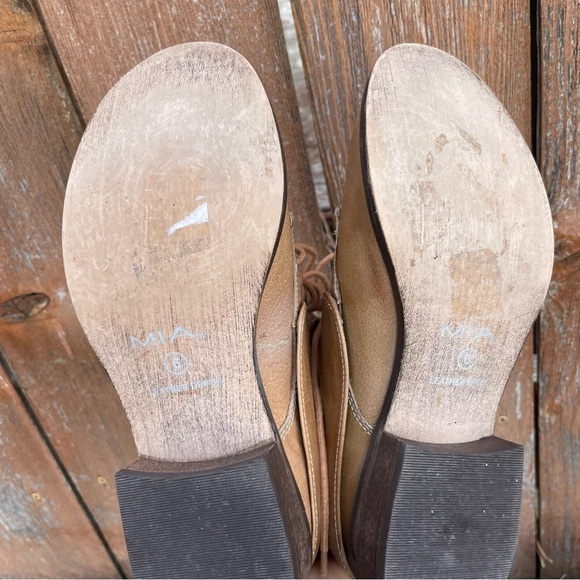 MIA Women’s Brown Tan Leather Lace Up Moto Combat Boots Size 6 - Picture 12 of 14